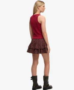 Printed Tiered Mini Skirt