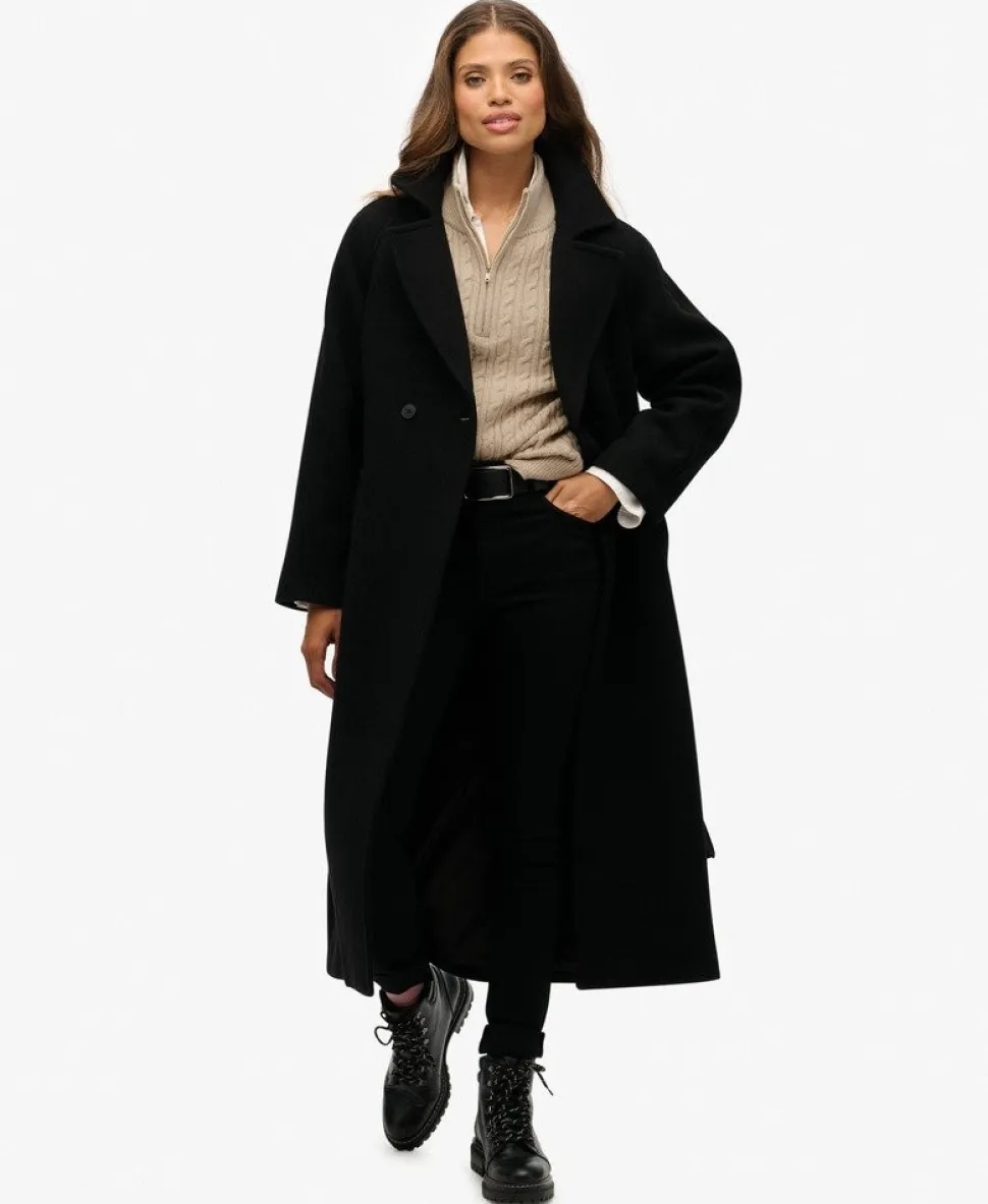 Relaxed Long Wool Blend Coat