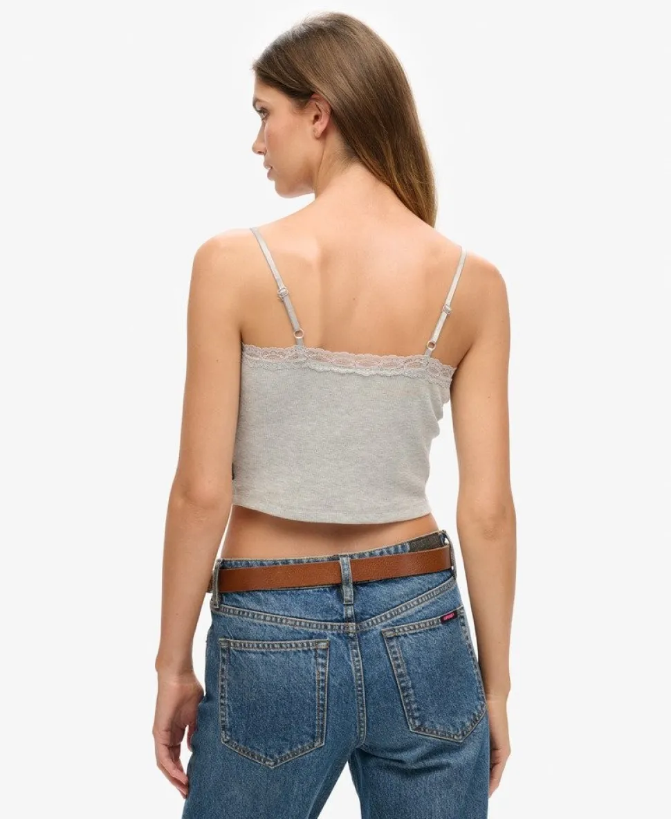 Rib Lace Trim Cami Top