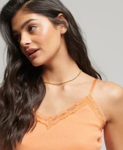 Rib Lace Trim Cami Top
