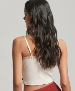 Rib Lace Trim Cami Top