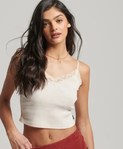 Rib Lace Trim Cami Top