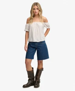 Short Sleeve Half Button Woven Top