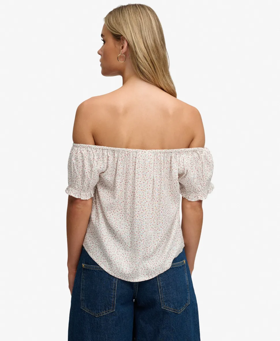 Short Sleeve Half Button Woven Top