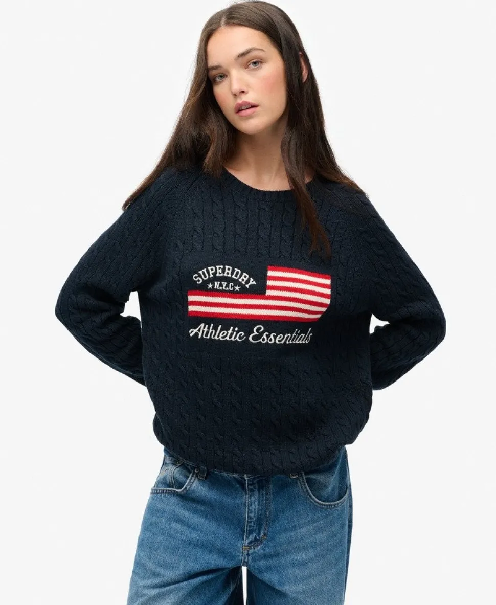 Slouchy Cable Flag Knit Jumper