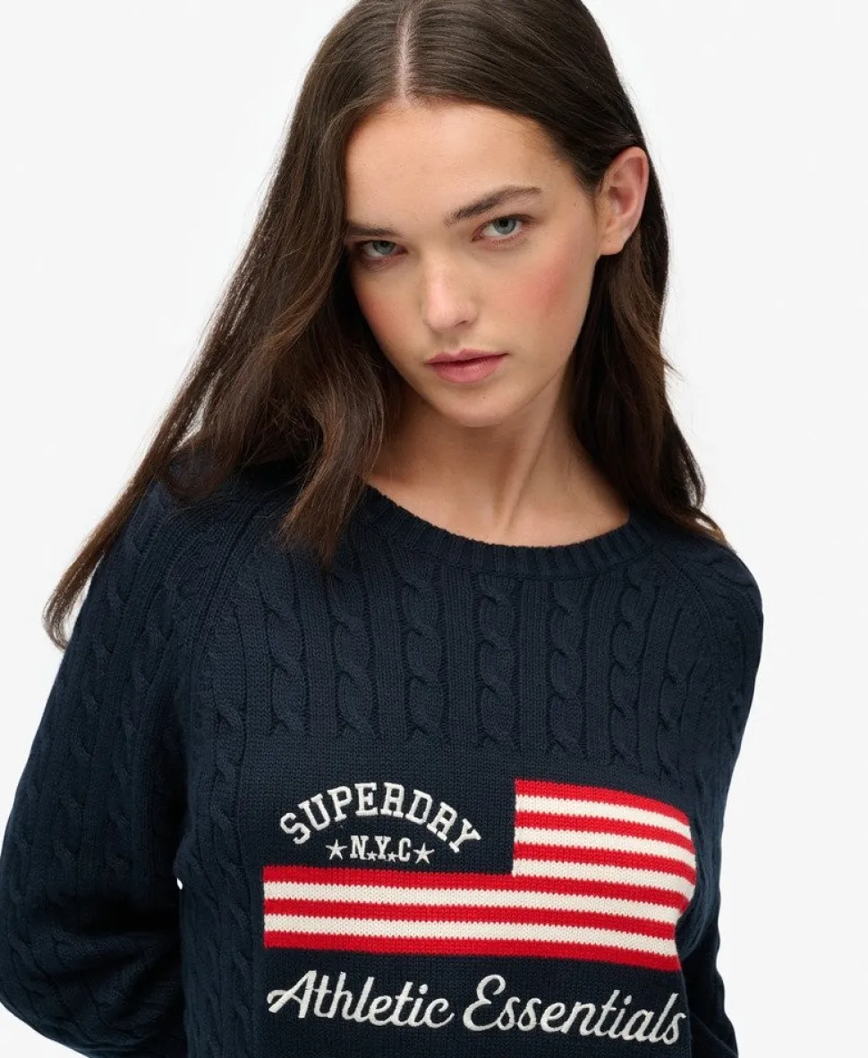 Slouchy Cable Flag Knit Jumper