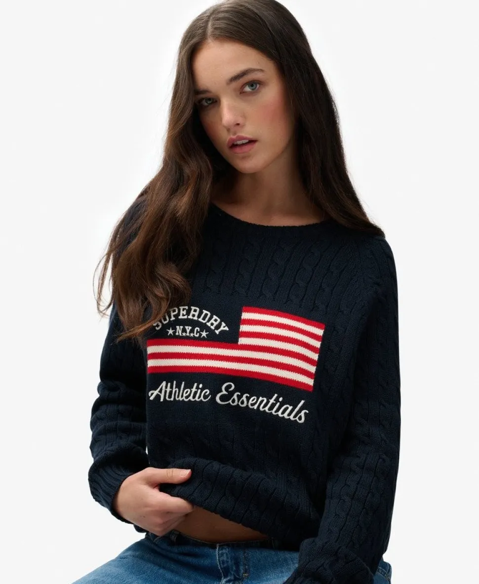 Slouchy Cable Flag Knit Jumper