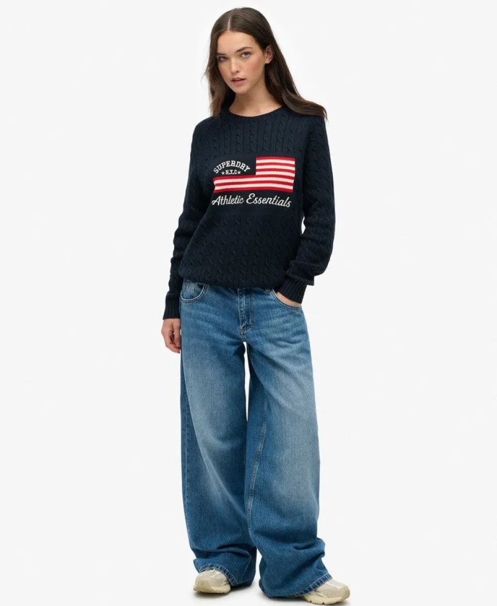 Slouchy Cable Flag Knit Jumper
