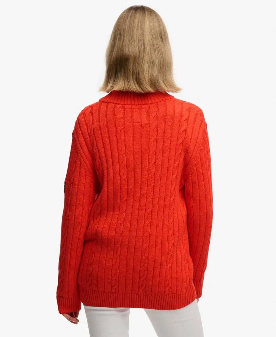 Slouchy Cable Half Zip Jumper