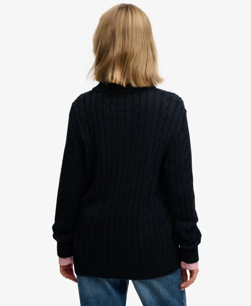 Slouchy Cable Half Zip Jumper