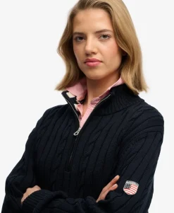 Slouchy Cable Half Zip Jumper