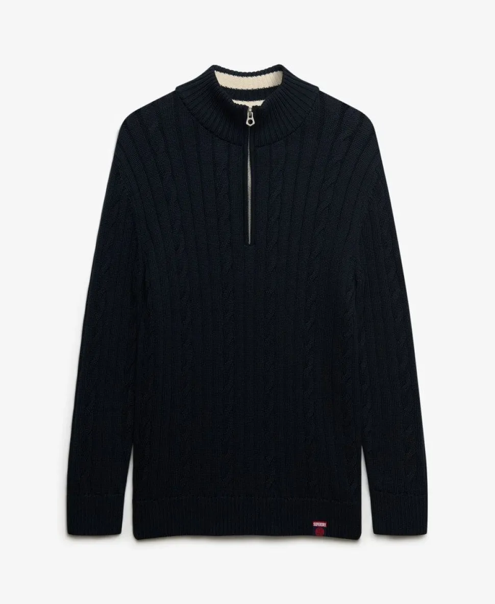 Slouchy Cable Half Zip Jumper