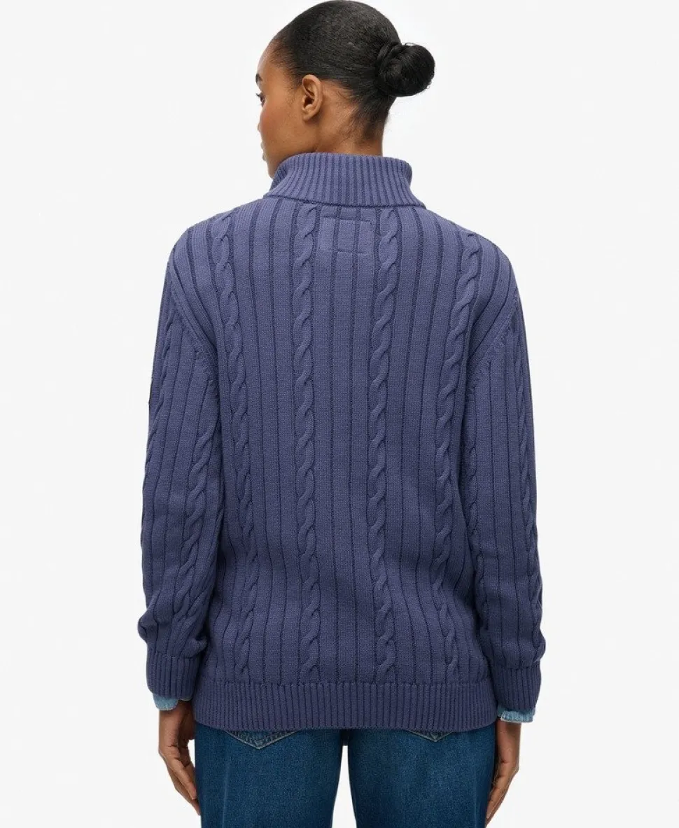 Slouchy Cable Half Zip Jumper