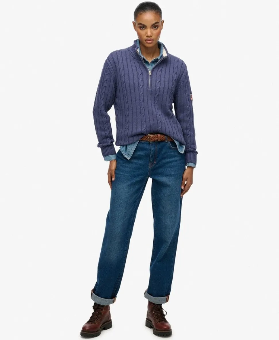Slouchy Cable Half Zip Jumper