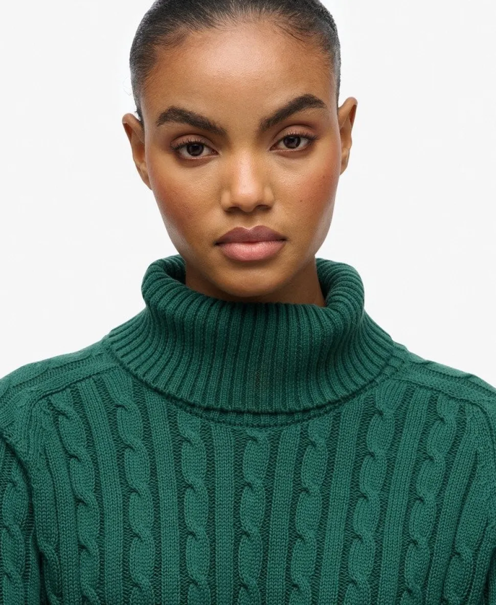 Slouchy Cable Roll Neck Jumper