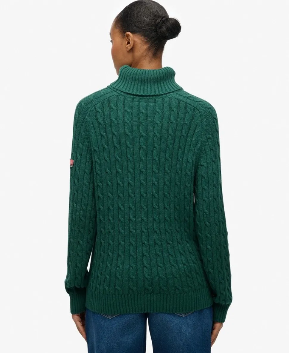 Slouchy Cable Roll Neck Jumper