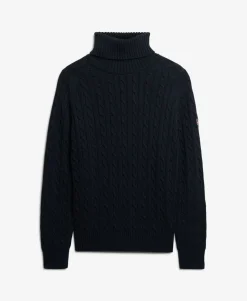 Slouchy Cable Roll Neck Jumper