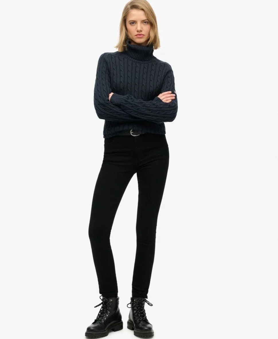 Slouchy Cable Roll Neck Jumper