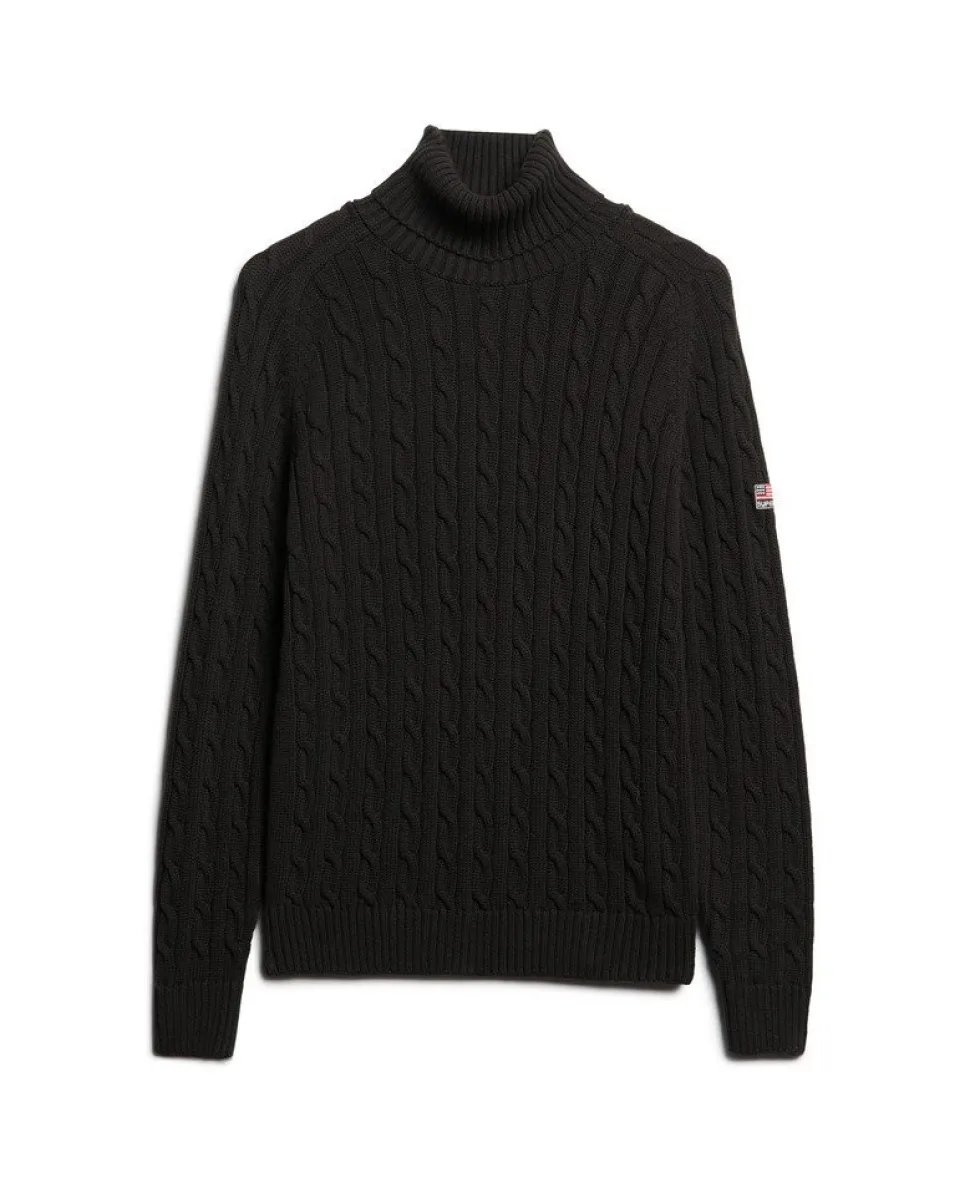 Slouchy Cable Roll Neck Jumper