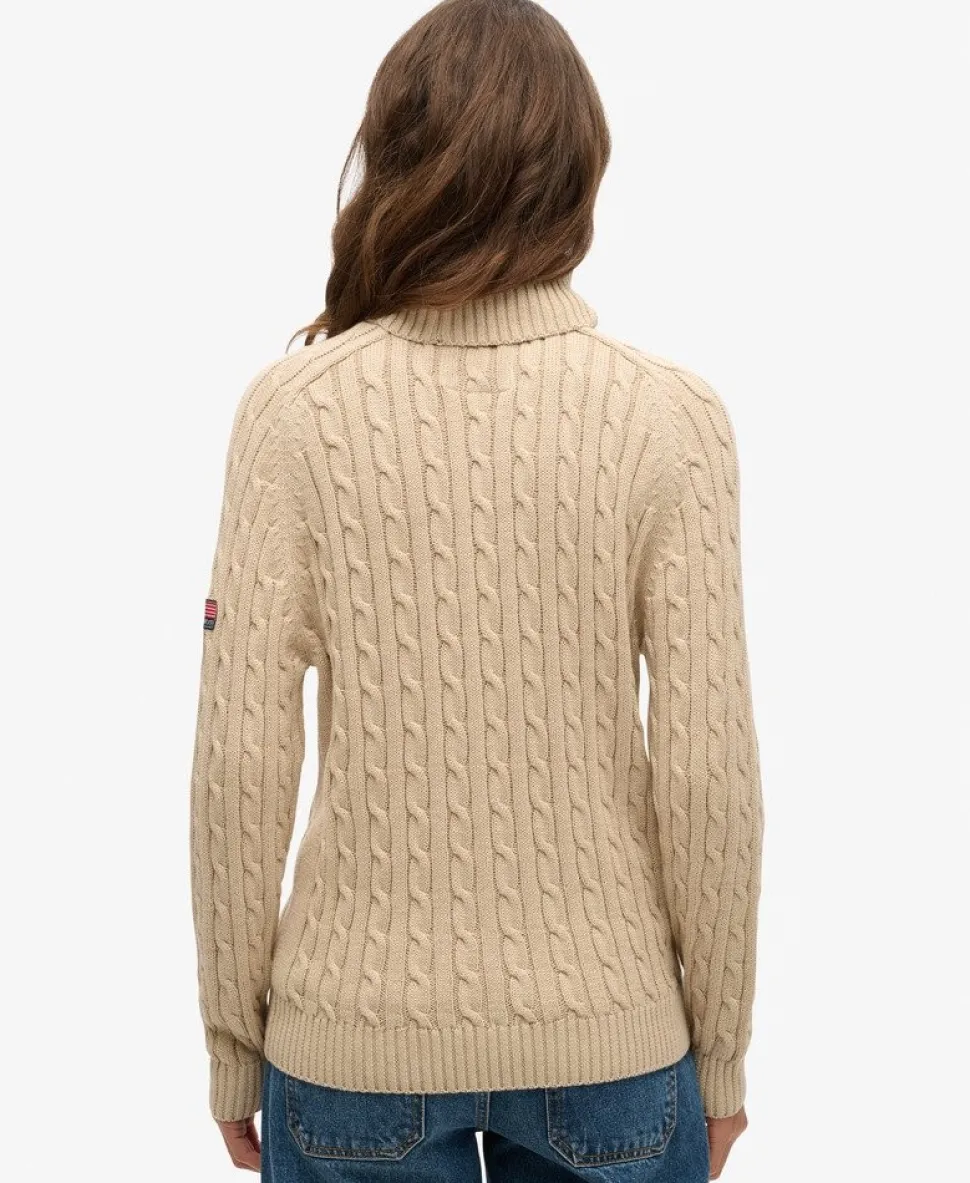 Slouchy Cable Roll Neck Jumper