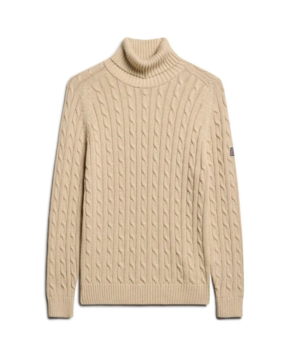 Slouchy Cable Roll Neck Jumper