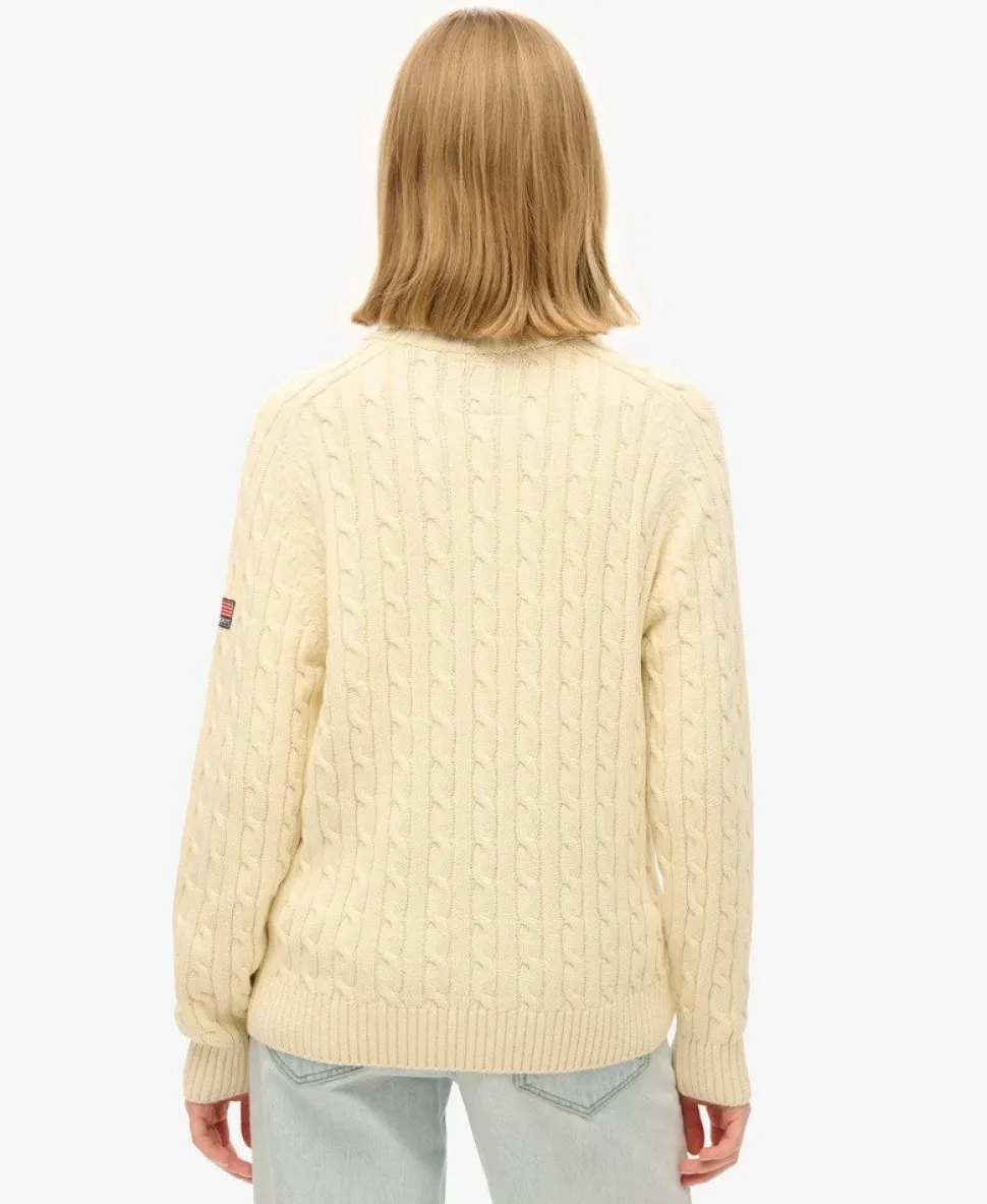 Slouchy Cable Roll Neck Jumper