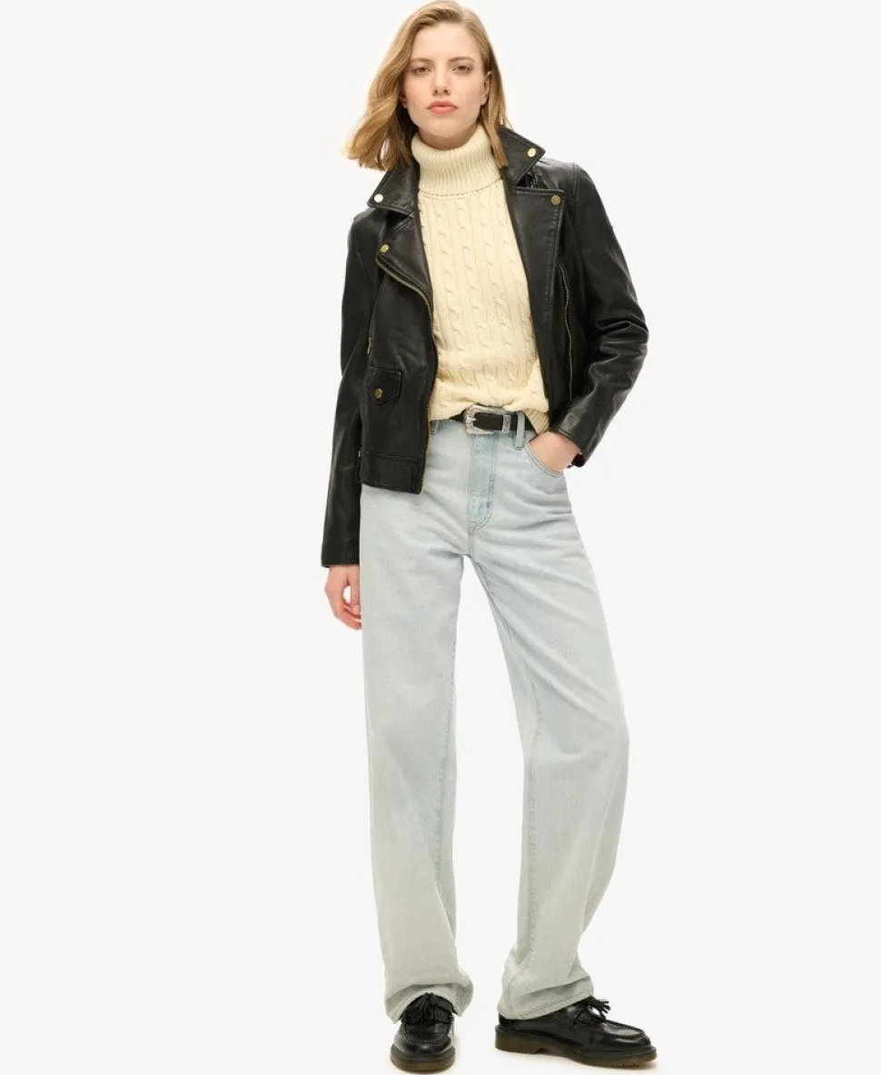 Slouchy Cable Roll Neck Jumper