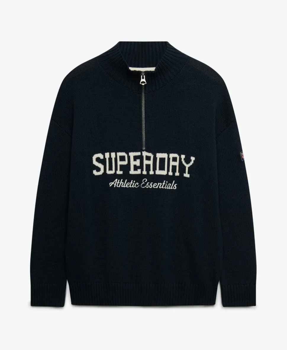Slouchy Graphic Half Zip Jumper