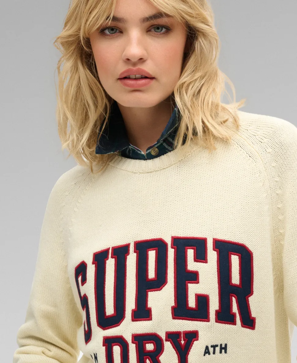 Slouchy Knitted Graphic Crew Jumper