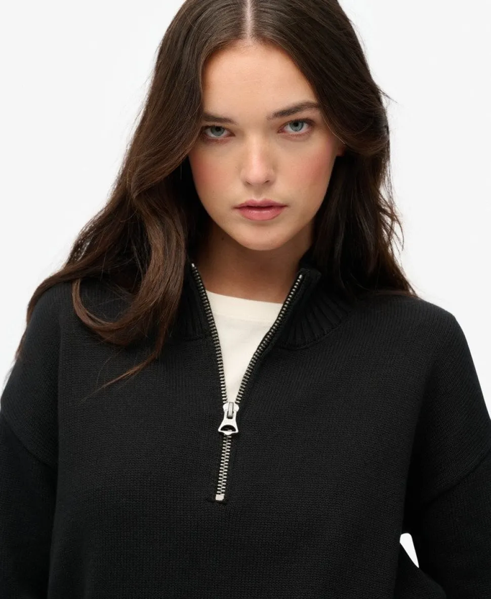 Slouchy Knitted Half Zip