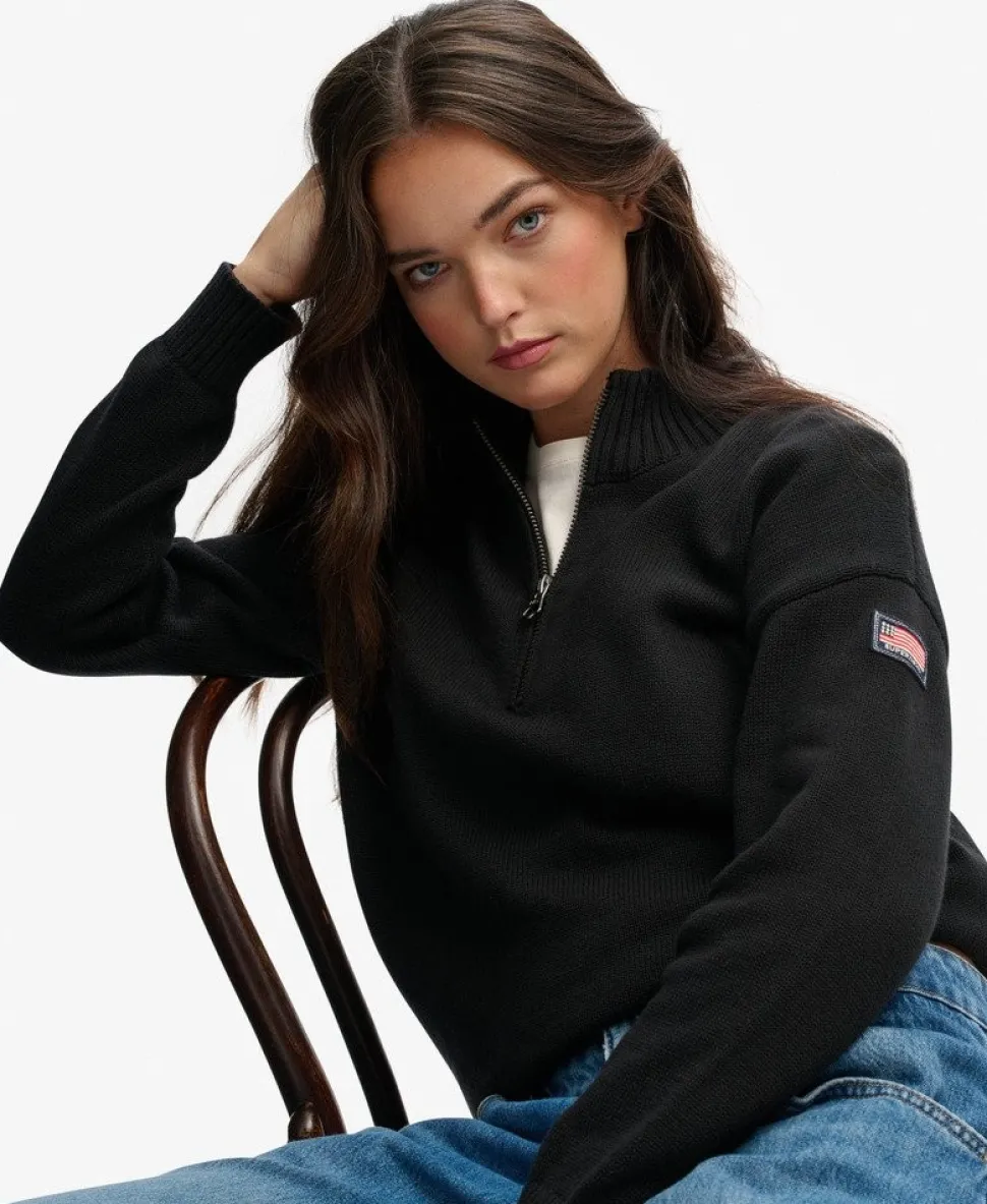 Slouchy Knitted Half Zip