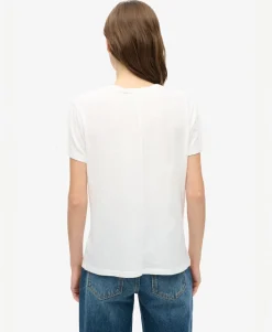 Slub Embroidered V-Neck T-Shirt