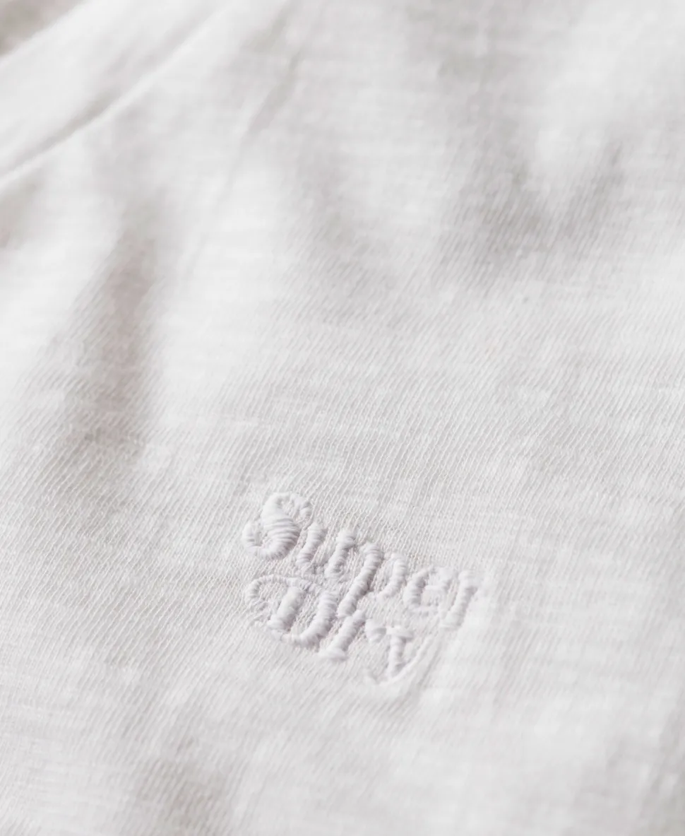 Slub Embroidered V-Neck T-Shirt