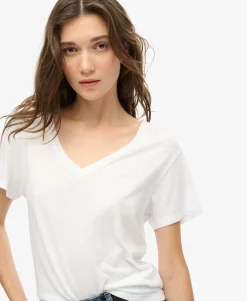 Slub Embroidered V-Neck T-Shirt
