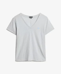 Slub Embroidered V-Neck T-Shirt