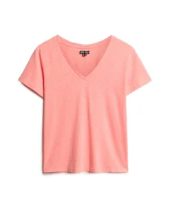 Slub Embroidered V-Neck T-Shirt