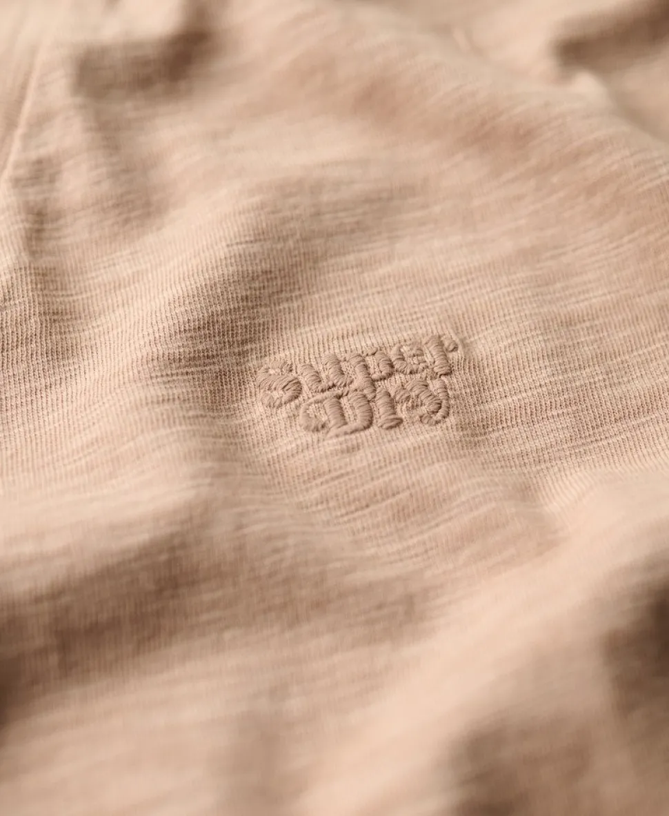 Slub Embroidered V-Neck T-Shirt