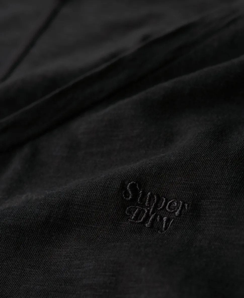 Slub Embroidered V-Neck T-Shirt
