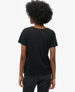 Slub Embroidered V-Neck T-Shirt