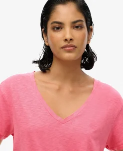 Slub Embroidered V-Neck T-Shirt