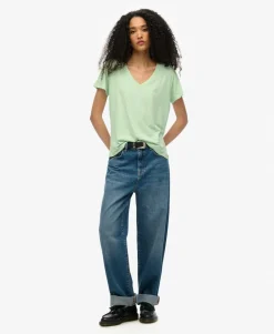 Slub Embroidered V-Neck T-Shirt