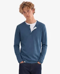 Slub Long Sleeve Jersey Henley Top