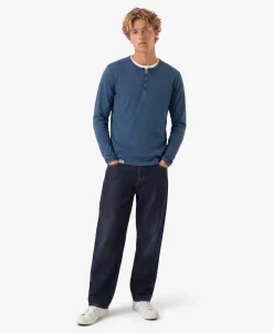 Slub Long Sleeve Jersey Henley Top