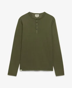 Slub Long Sleeve Jersey Henley Top
