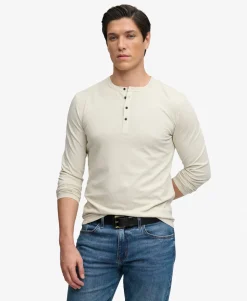 Slub Long Sleeve Jersey Henley Top