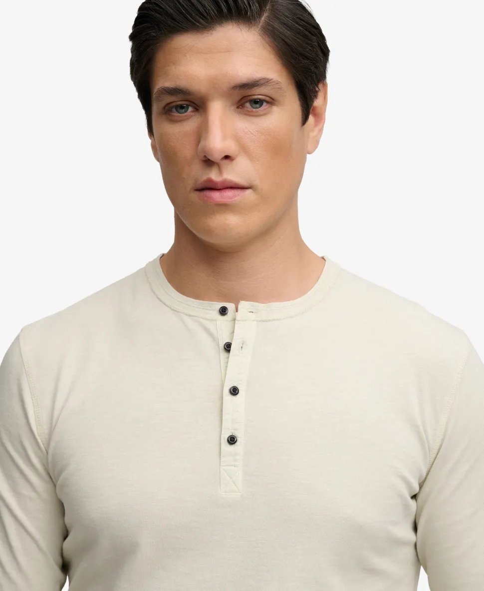 Slub Long Sleeve Jersey Henley Top