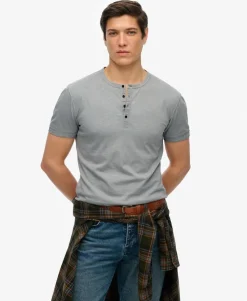 Slub Short Sleeve Jersey Henley Top