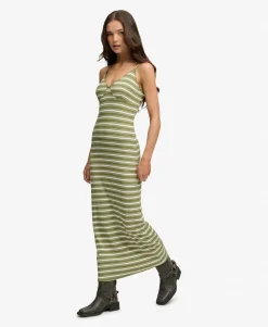 Stripe Ribbed Jersey Maxi Dress