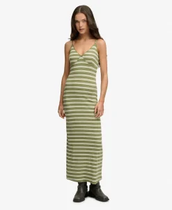 Stripe Ribbed Jersey Maxi Dress