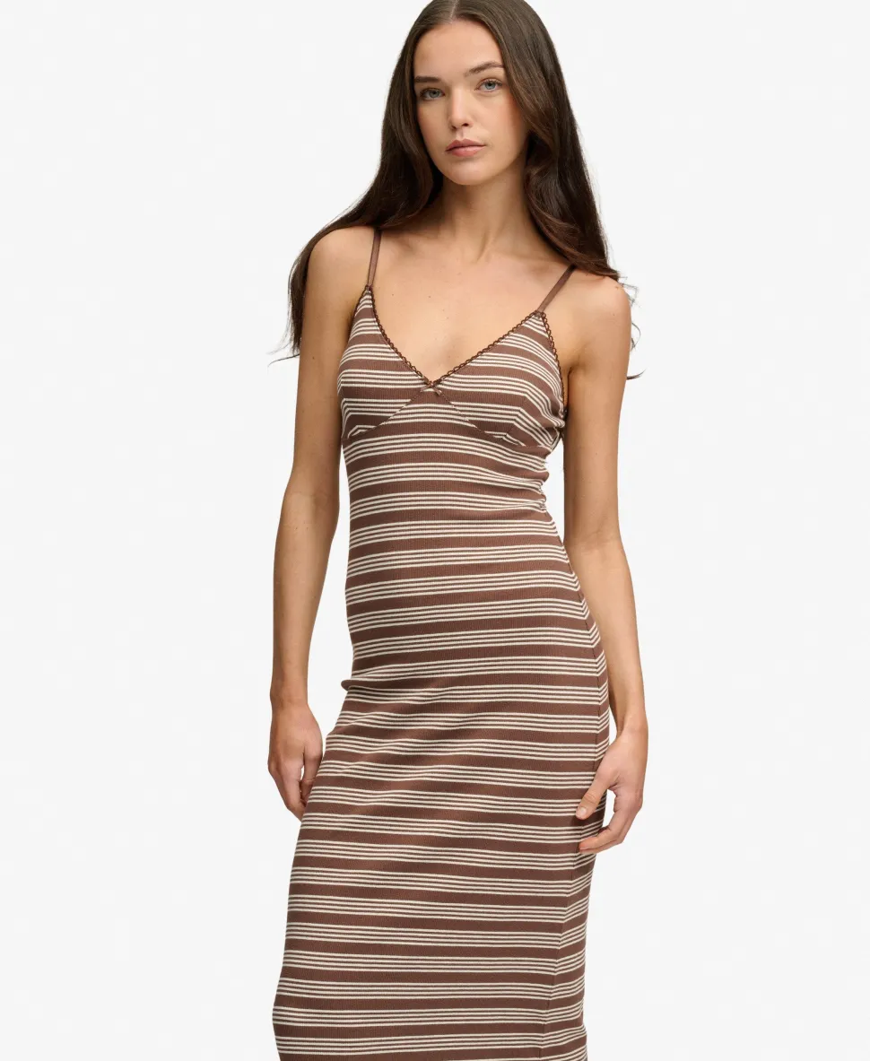 Stripe Ribbed Jersey Maxi Dress